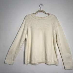 Talbots Cream Knit Sweater w/ cream detail on bodice. Sz L.